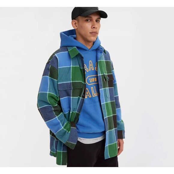 Levi's Other - Levi’s Men Blue & Green Colorblock Flannel Shacket Size L NWT $148 Gold Tab